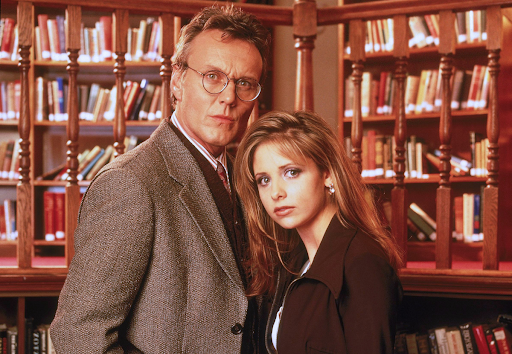 Giles and Buffy in a Library